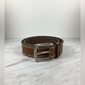 Duluth Trading Co Leather Work Belt Size 38 Brown Made in USA Heavy Duty 90012
